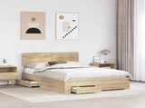 Bed Frame with Drawer Sonoma Oak 140 x 200 cm Engineered Wood 3412366