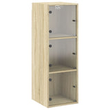 Wall Cabinet with Glass Doors Sonoma Oak 35x37x100 cm 836485