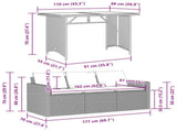 2 Piece Garden Dining Set with Cushions Grey Poly Rattan 366335