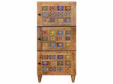 Highboard with Door Natural 40 x 33 x 110 cm Solid Mango Wood 4018289