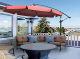 2.7m Garden Banana Parasol Cantilever Umbrella with Crank Handle and Cross Base for Outdoor, Hanging T3398P323920