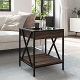 ZNTS Coffee Table with Infinity LED Brown Oak 40x40x49 cm 847696