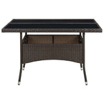 ZNTS Outdoor Dining Table Brown Poly Rattan and Glass 310556