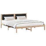 Bed Frame with Headboard Black 200 x 200 cm Solid Pine Wood 3394230