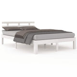 Bed Frame White Solid Pine Wood, Plywood Small Double Durable 814725