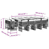 13 Piece Garden Dining Set with Cushions Light Grey Poly Rattan 3211763