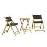 3 Piece Folding Bistro set with Dark Grey Cushions Bamboo 3208940