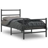 Metal Bed Frame without Mattress with Footboard Black 90x200cm 355376