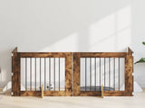 Dog Gate with Stands 4 pcs Smoked Oak 80 x 80 cm 892081