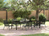 Garden Dining Set 7 pcs Black Powder-Coated Steel 3379140