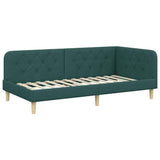 Corner Bed Frame with Headboard Dark Green 90 x 190 cm Fabric 42016565
