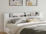 Storage Headboard with LED White Engineered Wood 3418700