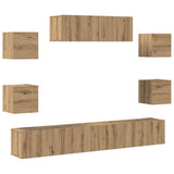 7 Piece TV Cabinet Set Wall-mounted Artisan Oak Engineered Wood 3329210