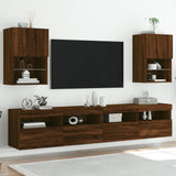 TV Cabinets with LED Lights 2 pcs Brown Oak 40.5x30x60 cm 837042