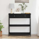 Console Table with Drawer with Shelf Black oak 75 x 28 x 75 cm 863537