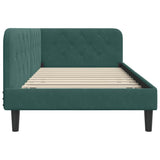 Corner Bed Frame with Headboard Dark Green 100 x 200 cm Velvet 42016618