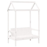 Bench with Roof White 117.5x70x176.5 cm Solid Wood Pine 846995