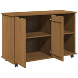 Rolling Cabinet Honey Brown 100 x 39 x 65.5 cm Solid Pine Wood 42028384