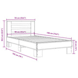 Bed Frame without Mattress Smoked Oak 90x190 cm Single 846086