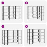 3 Piece 5-Layer Shelves Set Blue Steel&Engineered Wood 3307626