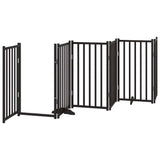 Dog Gate with Door Foldable 15 Panels Black 750 cm Poplar Wood 3155714