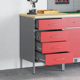 Work Bench with Drawer Red and Grey 50 x 55 x 85 cm 4103461