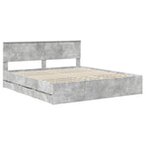 Bed Frame with Drawer Concrete Grey 200 x 200 cm Engineer Wood 3407952