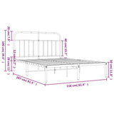 Metal Bed Frame without Mattress with Headboard White 150x200cm 352629