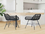 Dining Chair 2 pcs Rattan and Iron Black 55 x 50 x 74 cm 42011557