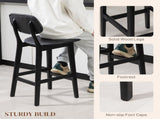 Set of Two Wooden Classic Bar Stools, with Faux Leather Seats - Black T3398P343073