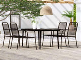 Dining Set Black Powder-coated steel 5 Piece Set Durable 3099145