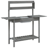 Potting Table with Sink Grey 147.5x44x139.5 cm Solid Wood Fir 156348