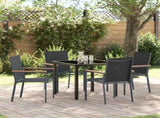 Garden Dining Set 5 pcs Black Powder-coated Steel 3379087