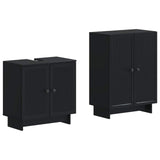 2 Piece Bathroom Cabinet Set EDE Black Engineered Wood 3417577
