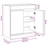 Bathroom Under Sink Cabinet Grey Sonoma 78.5 x 37.5 x 81 cm 890789
