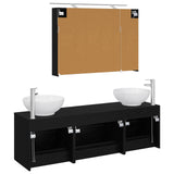 Bathroom Furniture Set 4 pcs Black Oak 3406936