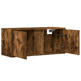 TV Wall Cabinet with LED Lights Smoked Oak 80x31x35 cm 852261