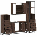 ZNTS 4 Piece Bathroom Furniture Set Brown Oak Engineered Wood 3301254