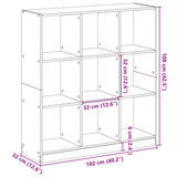 Bookcase Grey Sonoma 102x32x108 cm Engineered Wood 3307842
