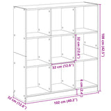 Bookcase Grey Sonoma 102x32x108 cm Engineered Wood 3307842