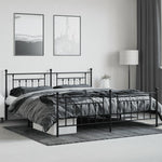 ZNTS Metal Bed Frame without Mattress with Footboard Black 200x200cm 353562