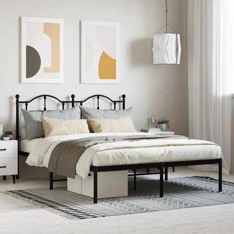 Metal Bed Frame without Mattress with Headboard Black 140x200cm 353440