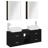 Bathroom Furniture Set 5 pcs Black Oak 3406848