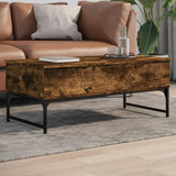 Coffee Table Smoked Oak 100x50x40 cm Engineered Wood and Metal 845378