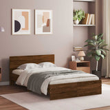 Bed Frame with Headboard and LED Brown Oak 120x190 cm Small Double 3207643