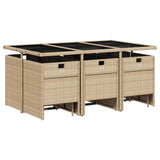 11 Piece Garden Dining Set with Cushions Mix Beige Poly Rattan 3210612