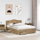 Bed Frame with Drawer Artisan Oak 140 x 190 cm Engineered Wood 3413201