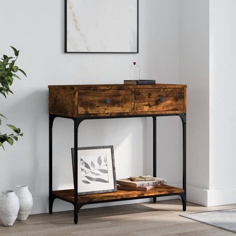 ZNTS Console Table Smoked Oak 75x34.5x75 cm Engineered Wood 833400