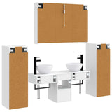 Bathroom Furniture Set 6 pcs White Engineered Wood and Glass 3407119