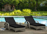 Set of 2 Sun Lounger Cushions, Replacement Cushions for Rattan Furniture with Ties, 196 x 55 cm, T3398P315895